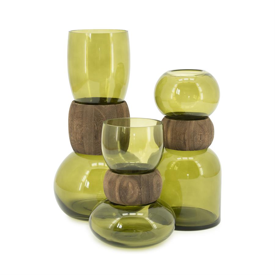 Vase Verra Glas und Holz - By-Boo