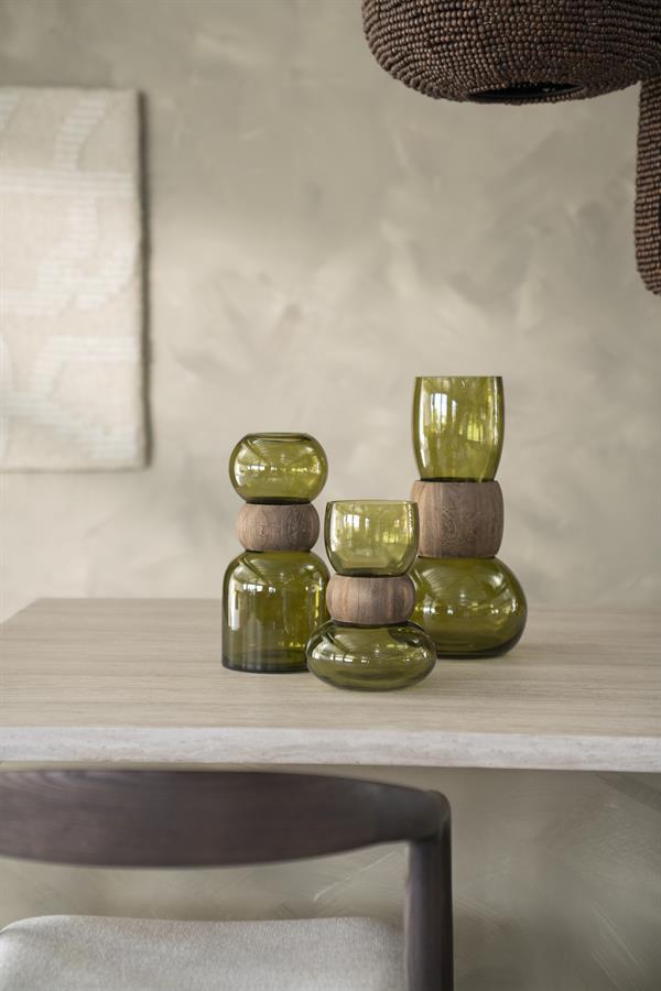Vase Verra Glas und Holz - By-Boo