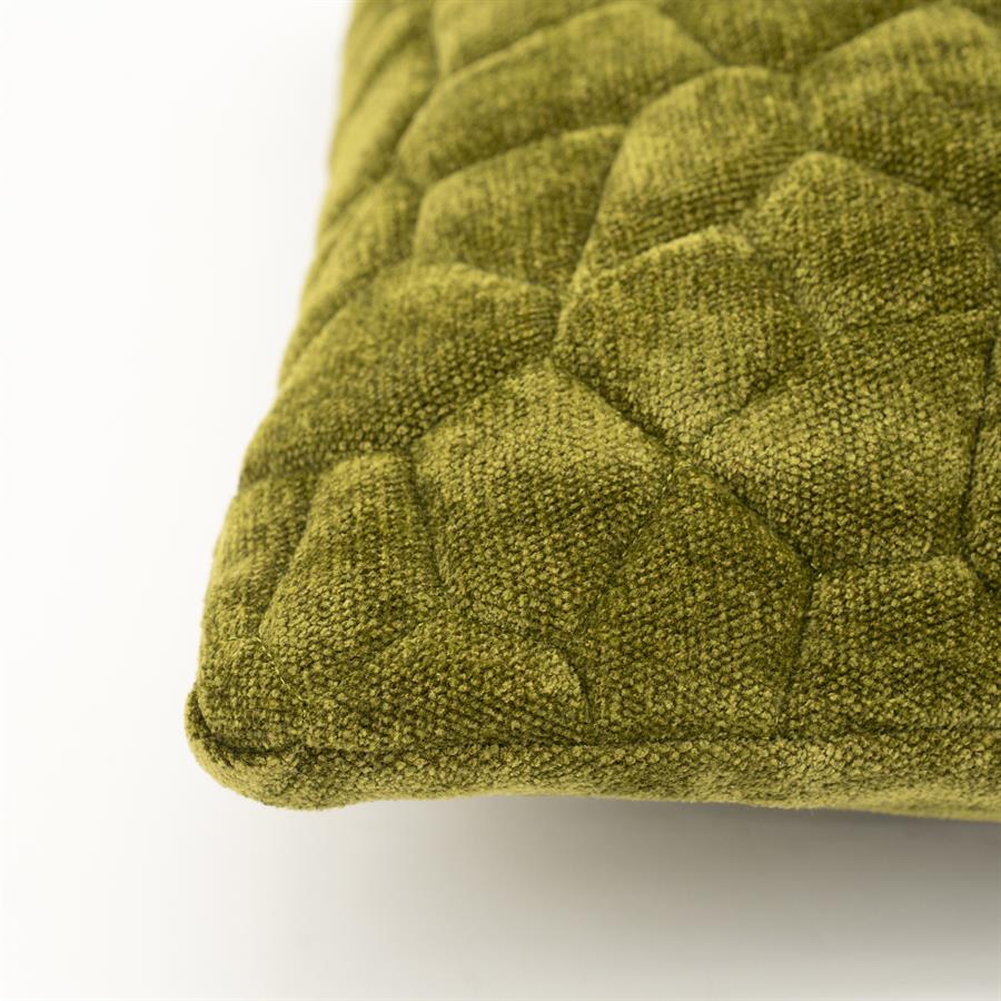 Detailaufnahme des Kissen Stitch Grün, mit der strukturierten Webart und Textur deutlich sichtbar - By-Boo