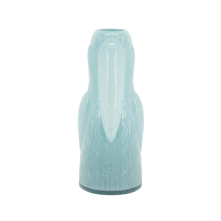 Vorderansicht der hellblauen Vase Tuki mit glänzender Oberfläche auf weißem Hintergrund - By-Boo