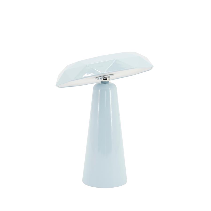 Lampe Blocci auf weißem Hintergrund, mit einem kegelförmigen Fuß und einem rautenförmigen Schirm - By-Boo