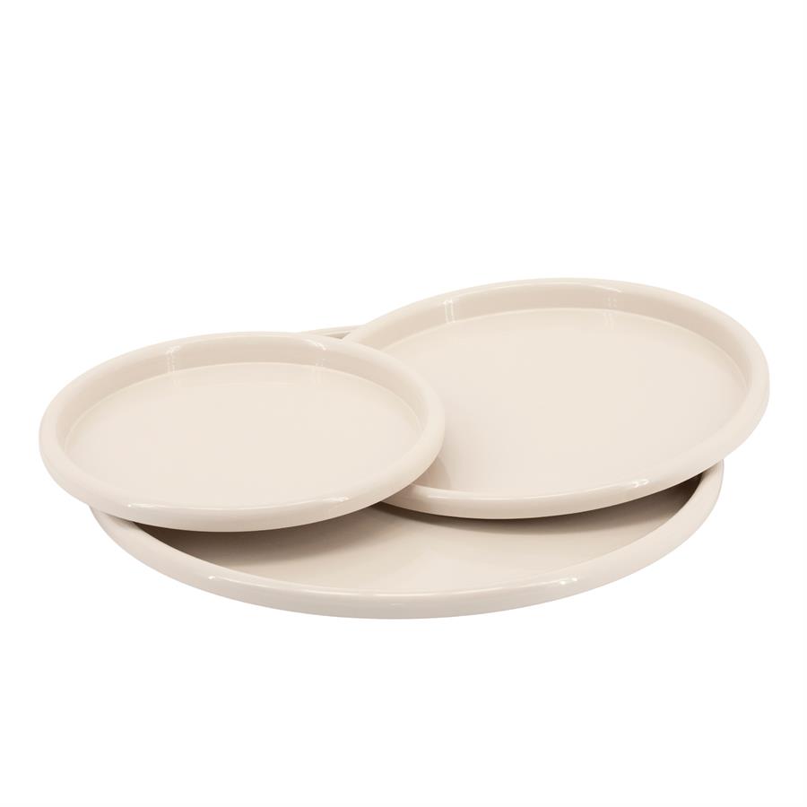Drei beige TrioTone Schalen von oben gesehen, auf weißem Hintergrund - By-Boo