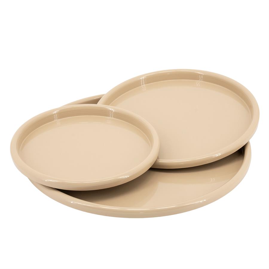 Drei beige TrioTone Schalen von oben gesehen, auf weißem Hintergrund - By-Boo