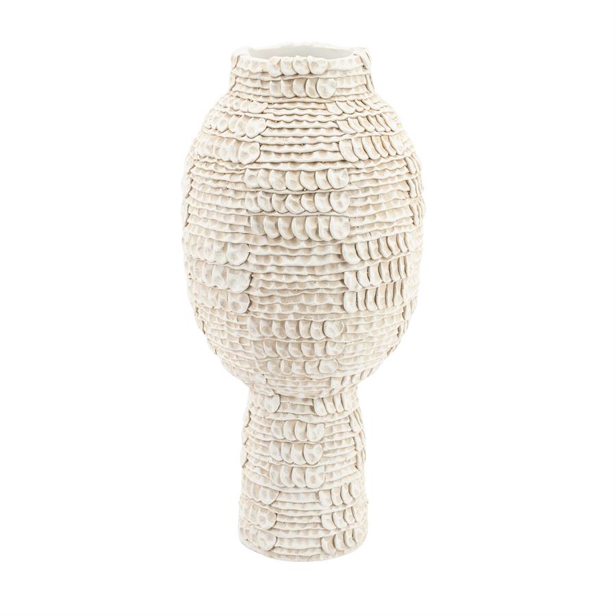 Vase Cerra Large auf weißem Hintergrund, mit einer detaillierten Textur aus überlappenden Scheiben - By-Boo
