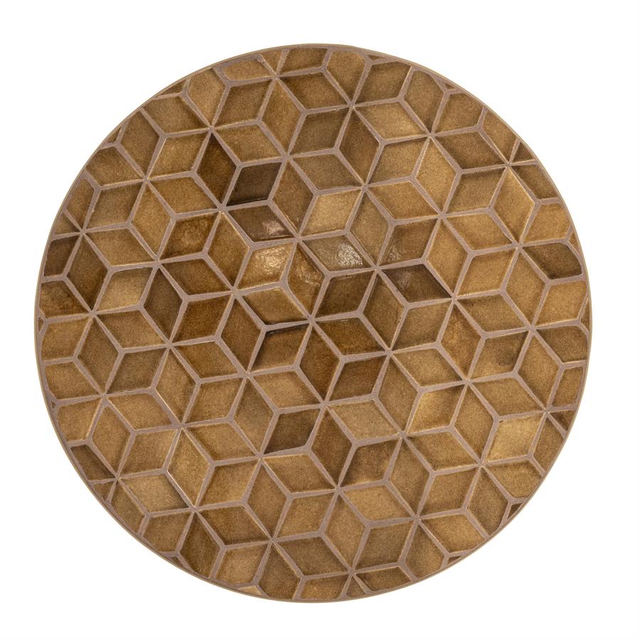 Detail des Tisch Patterna, eine runde Tischplatte mit einem 3D-Geometrie-Muster auf weißem Hintergrund - By-Boo