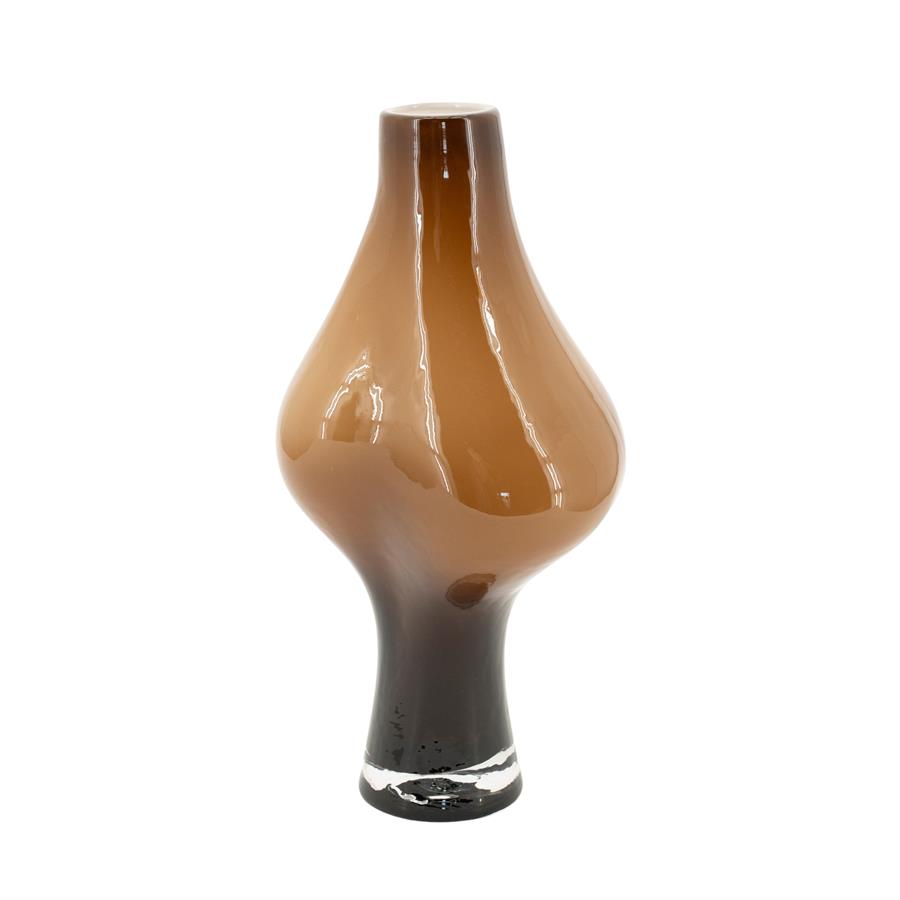 Vase Suna 2 auf weißem Hintergrund, mit einem braunen Oberteil, das in einen dunklen Boden übergeht - By-Boo