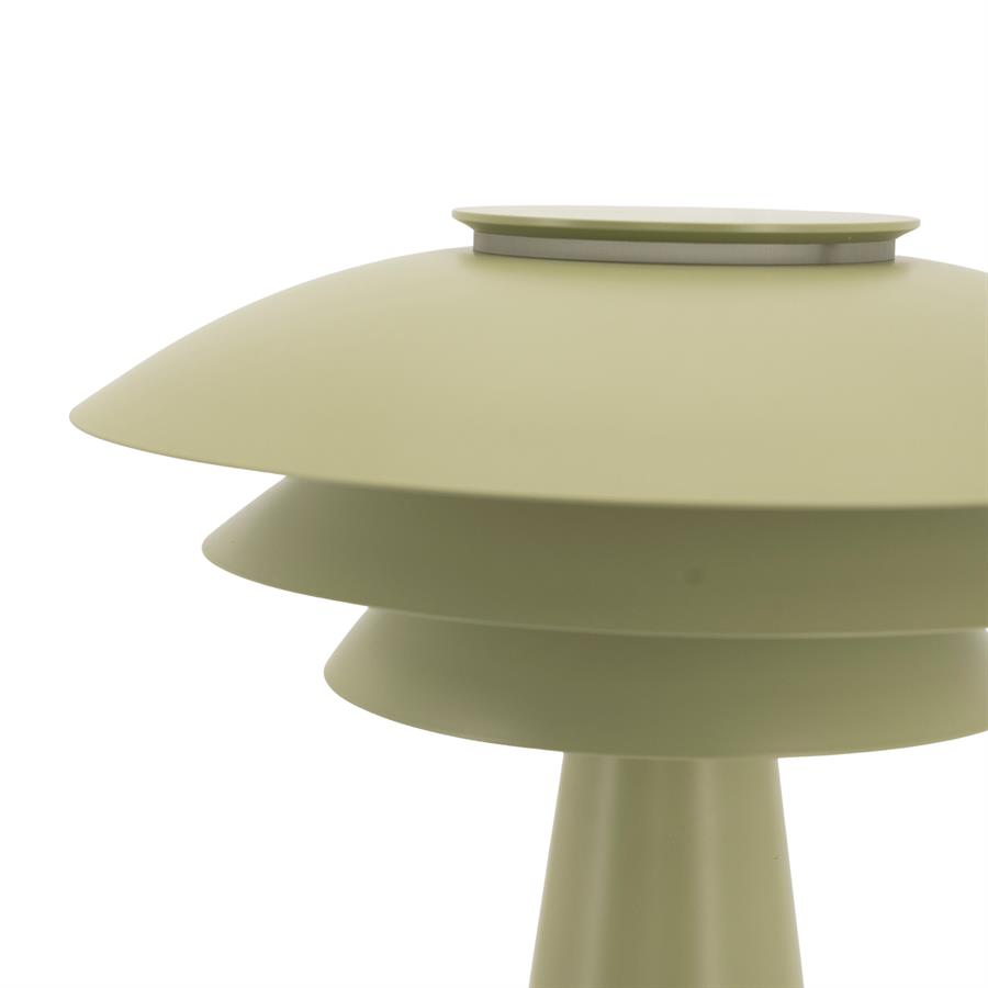 Nahaufnahme der Lampe Tier, einer Lampe mit mehreren Scheiben in einem hellen olivgrünen Farbton - By-Boo