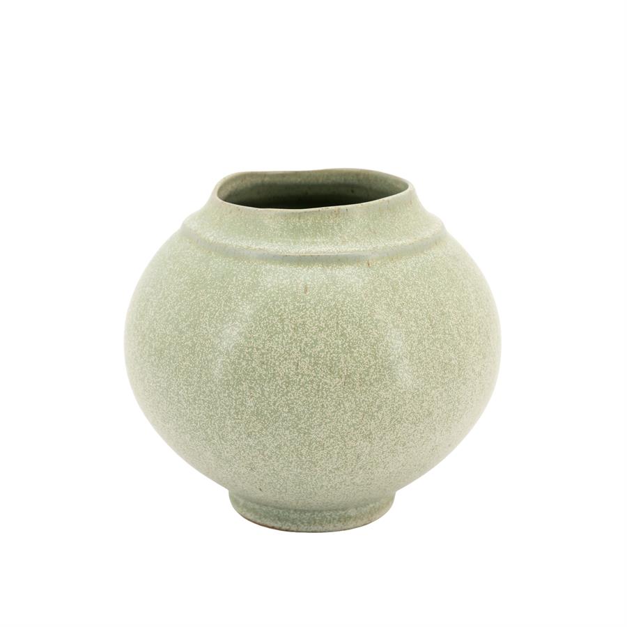 Vase Bolla auf weißem Hintergrund, mit einer hellen, gesprenkelten Textur und einem dezenten Rand oben - By-Boo