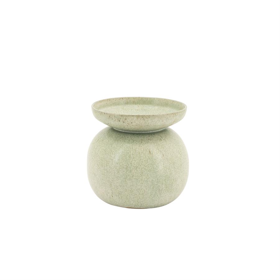 Die Vase Etera Small auf weißem Hintergrund, mit rundem Unterteil und flacher Oberseite - By-Boo