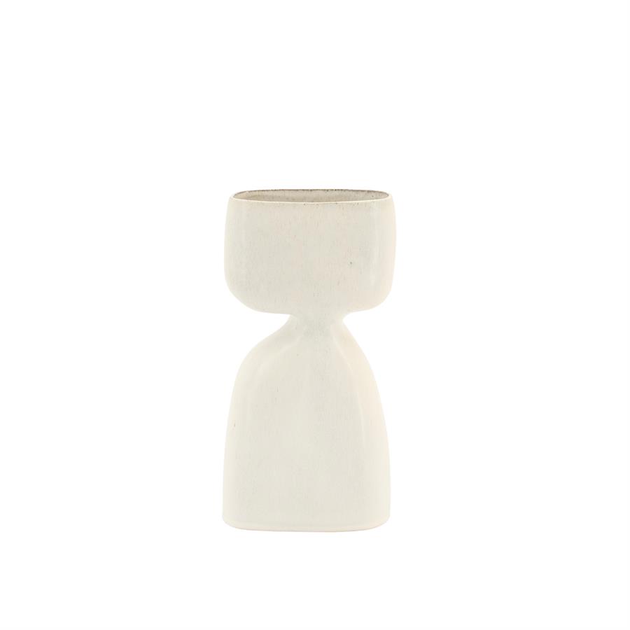 Weiße Vase Dopio Small auf weißem Hintergrund, aus einer leicht erhöhten Perspektive fotografiert - By-Boo