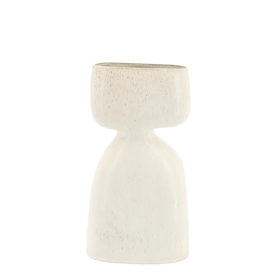 Vase Dopio Medium auf weißem Hintergrund, mit sandfarbener, gesprenkelter Textur - By-Boo