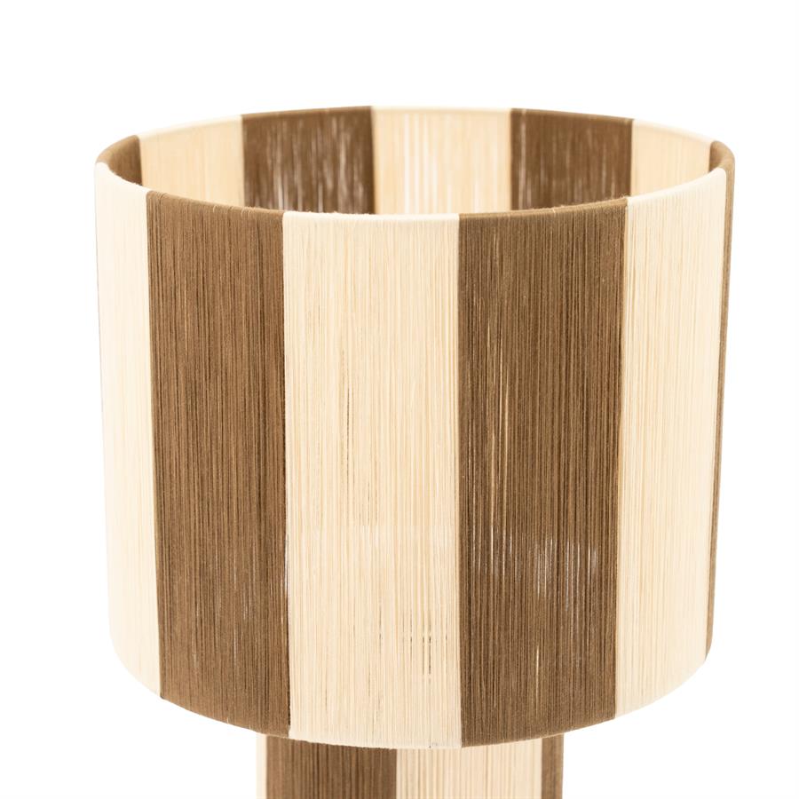 Die Lampe Ropi mit einem Muster aus vertikalen Streifen in Braun und Beige auf weißem Hintergrund - By-Boo