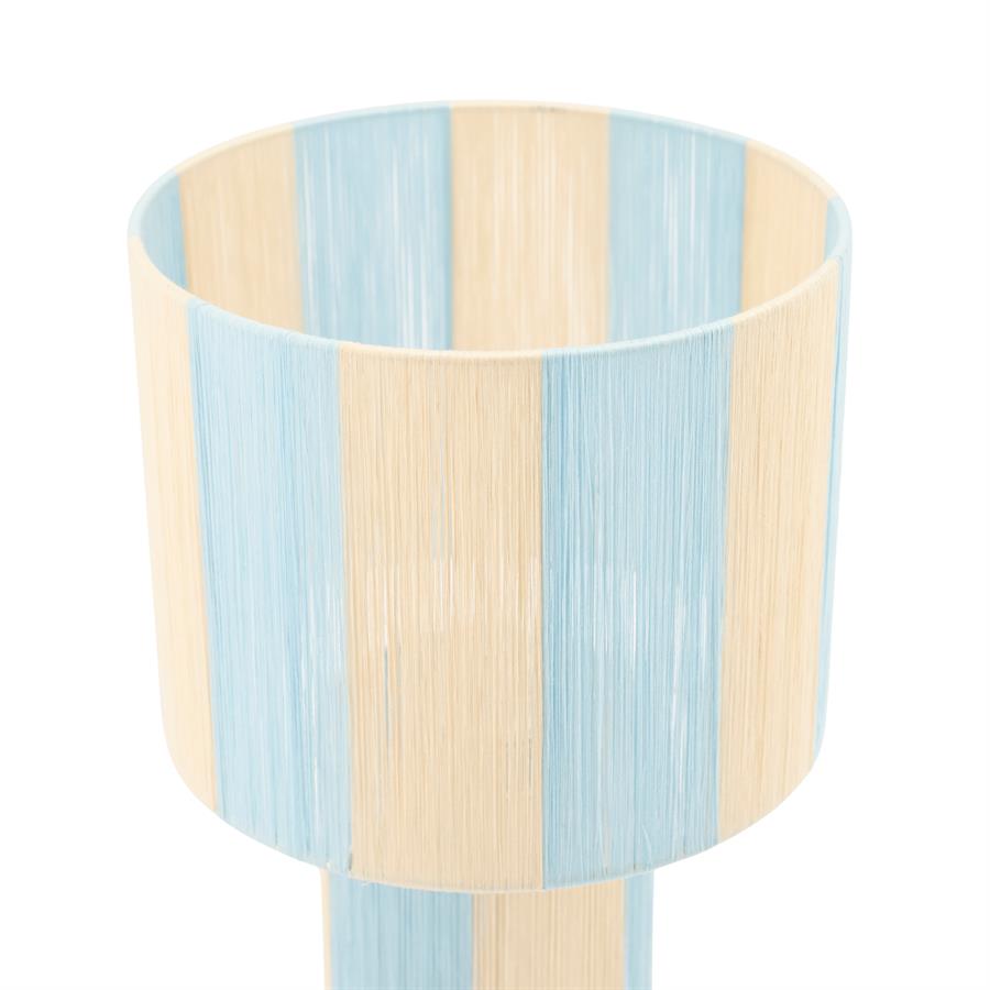 Lampe Ropi mit blauen und beigen vertikalen Streifen auf weißem Hintergrund, Nahaufnahme des Lampenschirms - By-Boo