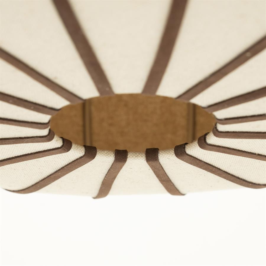 Detail der Hängeleuchte Cocoon 2, eine Nahaufnahme der Unterseite des Lampenschirms mit braunen Bändern - By-Boo