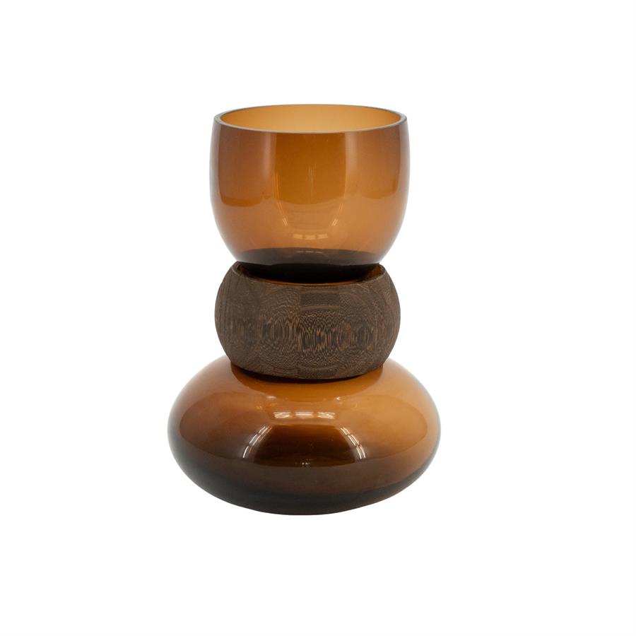 Vase Verra Glas und Holz - By-Boo