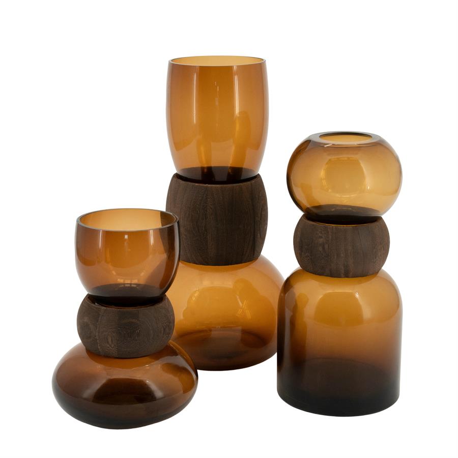 Vase Verra Glas und Holz - By-Boo