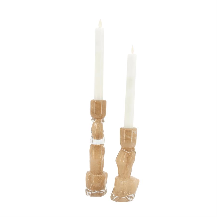 Kerzenhalter Liqo hellbraun (2er-Set) - By-Boo