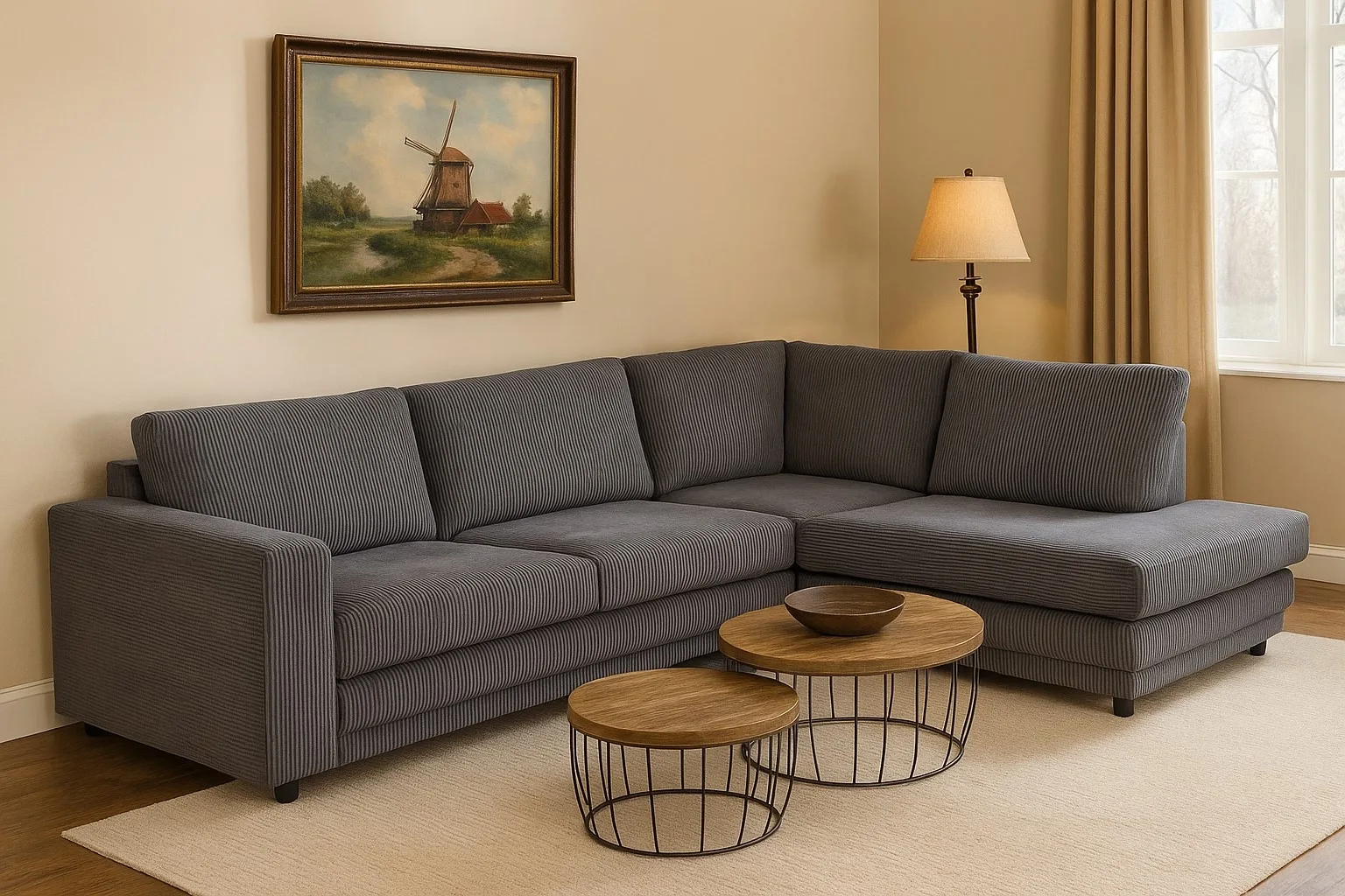 Ecksofa Girona (Stoff, Hellgrau) - Mokana Furniture