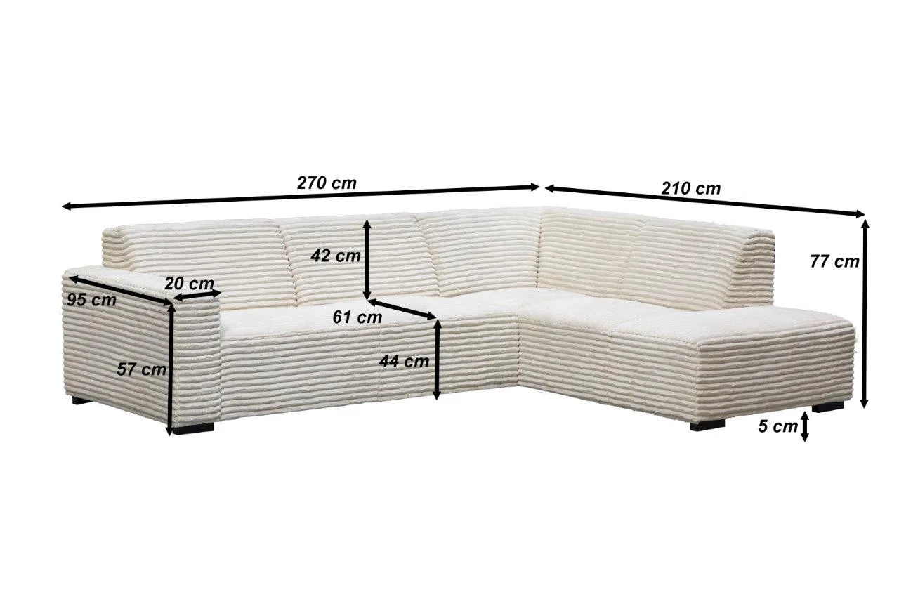 Ecksofa Graz (Stoff, Creme) - Mokana Furniture