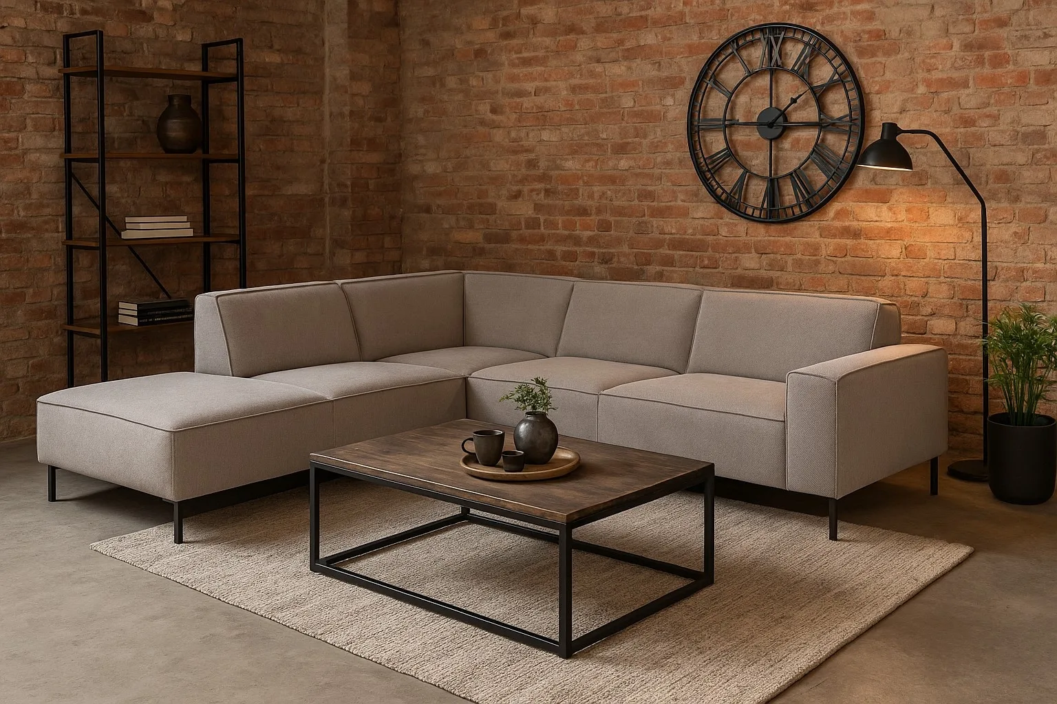 Ecksofa Riga (Stoff, Hellgrau) - Mokana Furniture