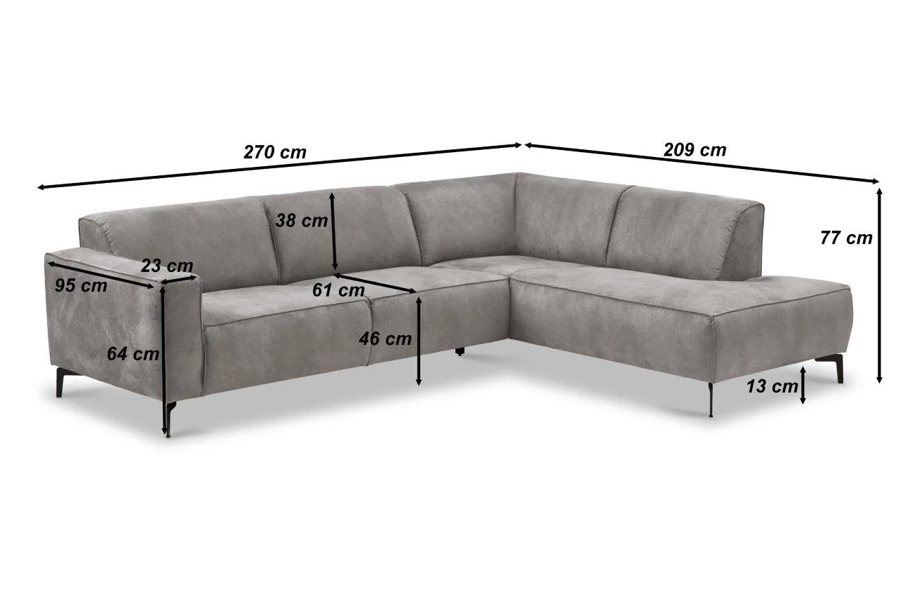 Ecksofa Stilo (Stoff, Grau) - Mokana Furniture
