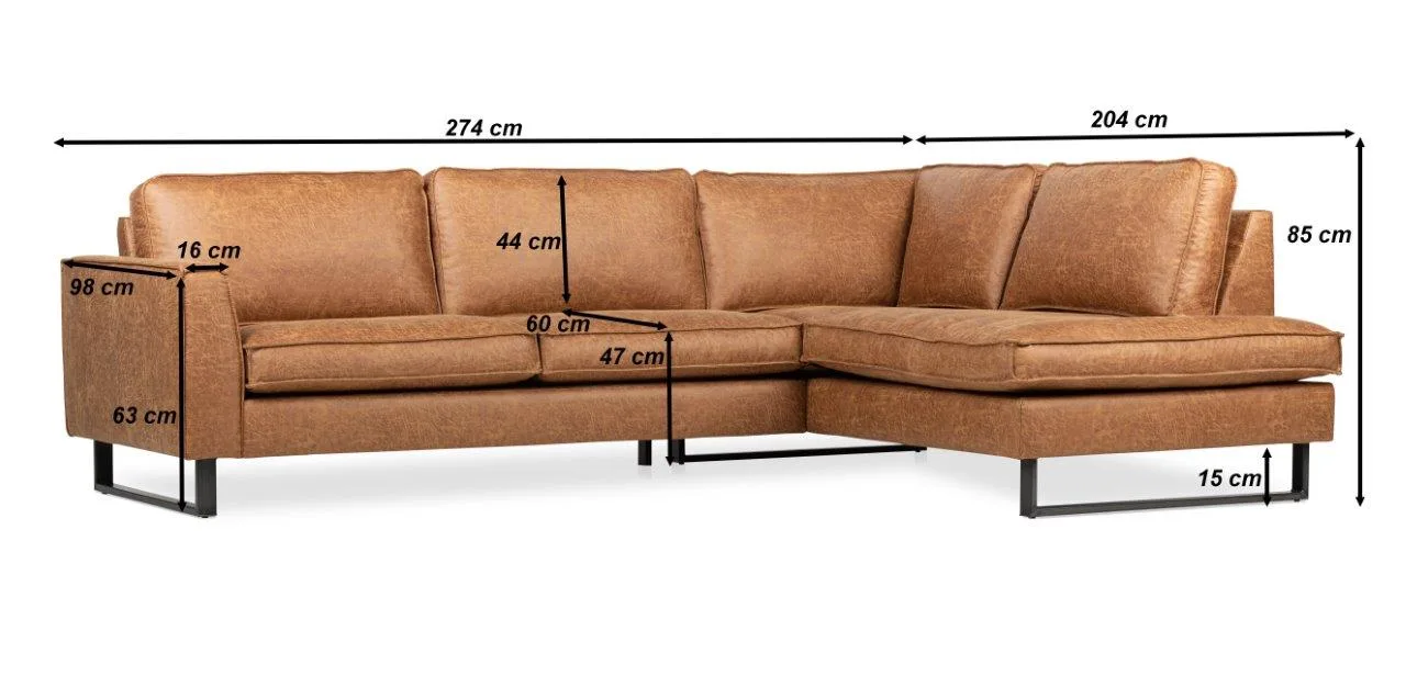 Ecksofa Turijn (Stoff, Cognac) - Mokana Furniture