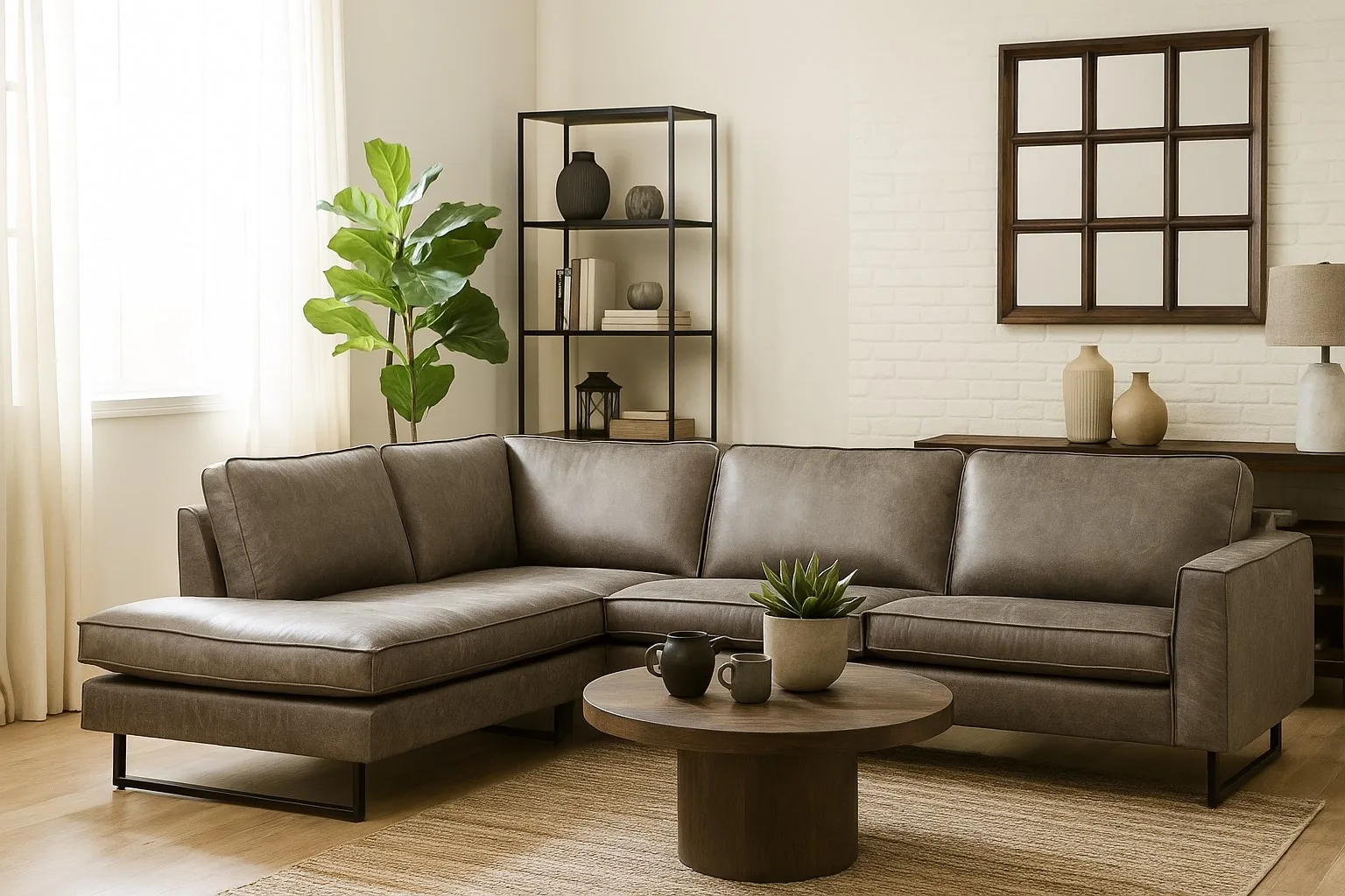 Ecksofa Turijn (Stoff, Cognac) - Mokana Furniture