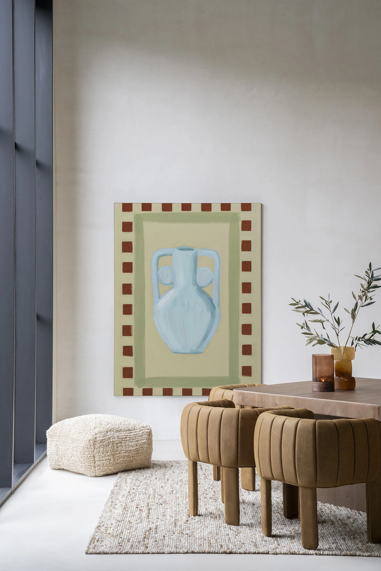 Wandkleed Eclectic Series 1 - Urban Cotton hangend aan een lichte muur in een modern interieur