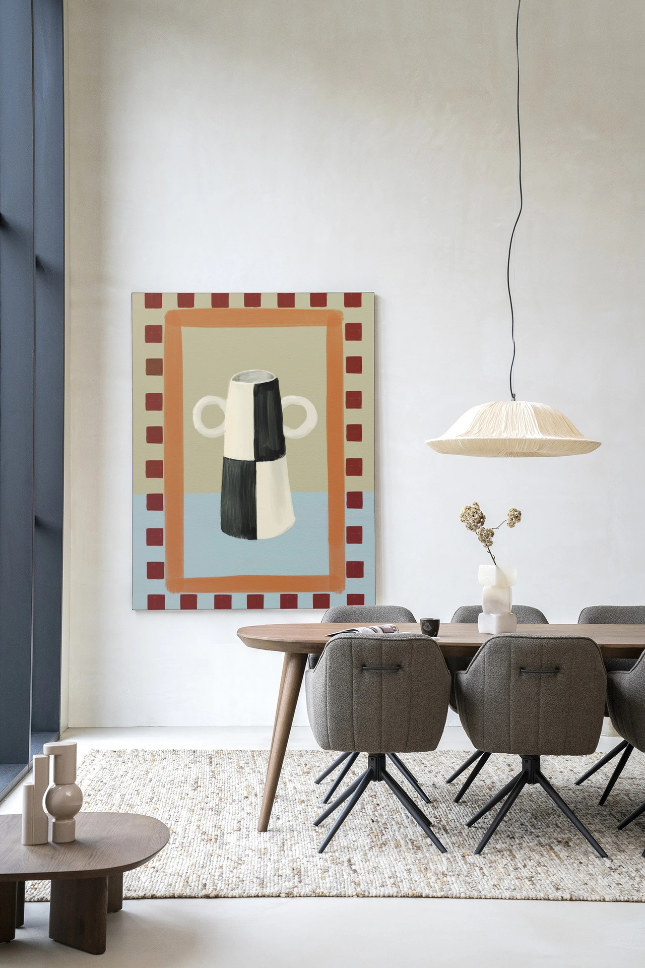Wandkleed Eclectic Series 3 - Urban Cotton hangend aan een witte muur in een modern interieur