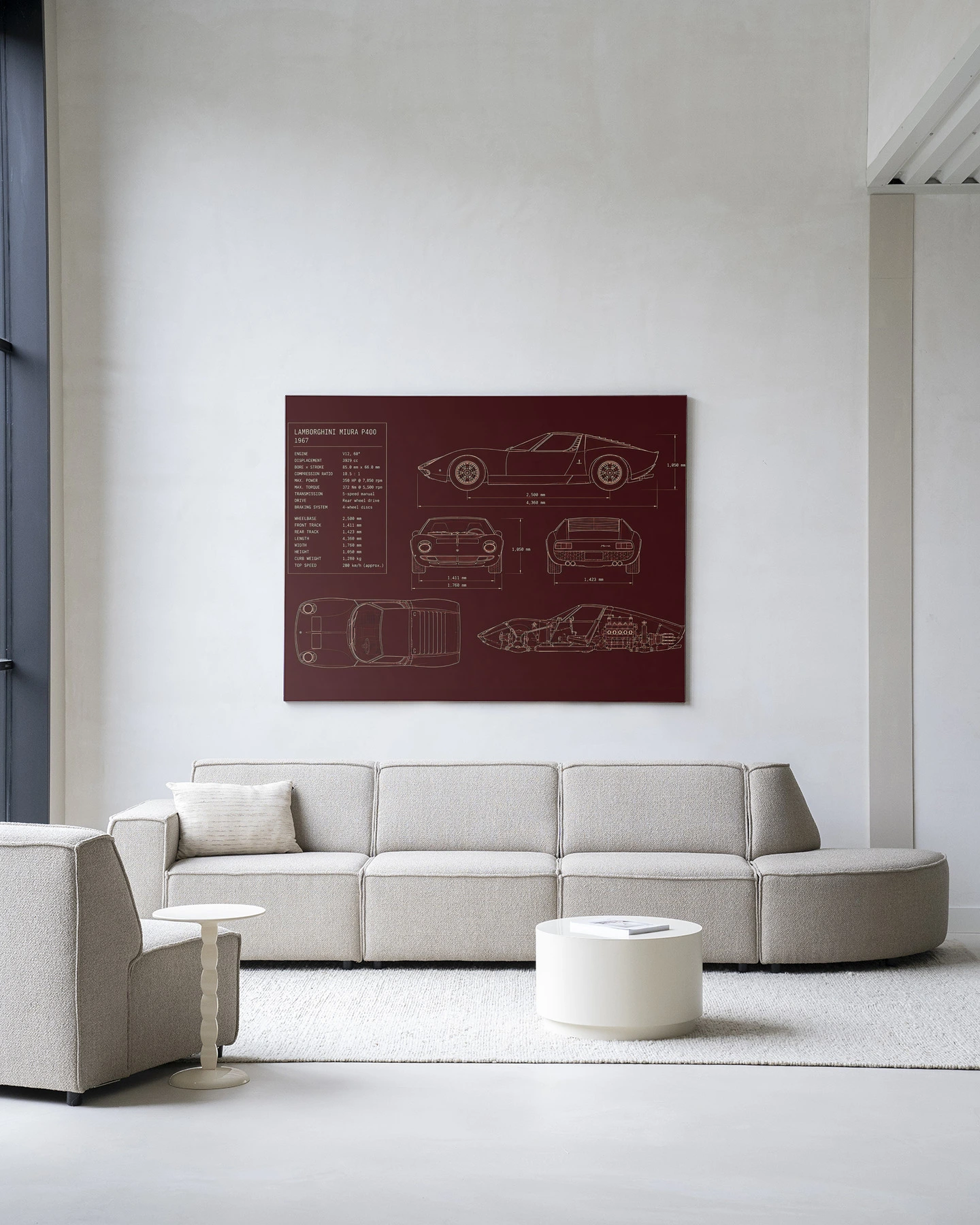 Wall Hanging Red Print Lamborghini - Urban Cotton