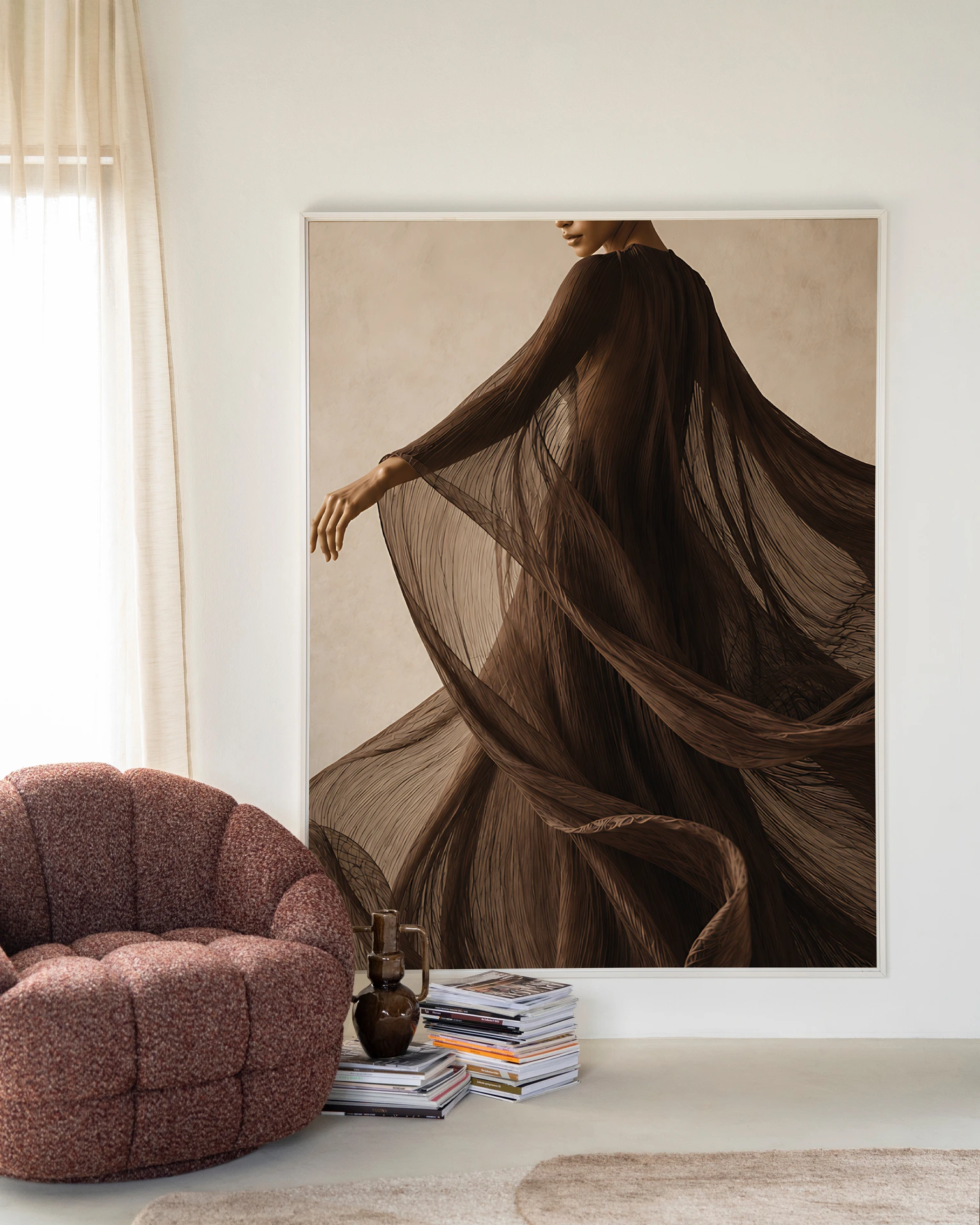 Wandtuch Flowing Brown - Urban Cotton