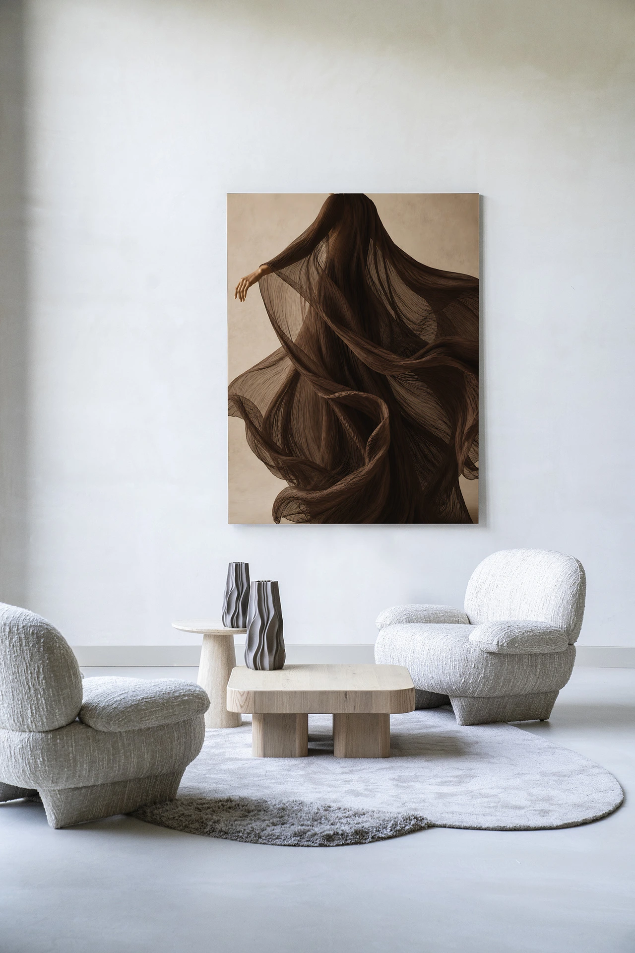 Wandtuch Flowing Brown - Urban Cotton