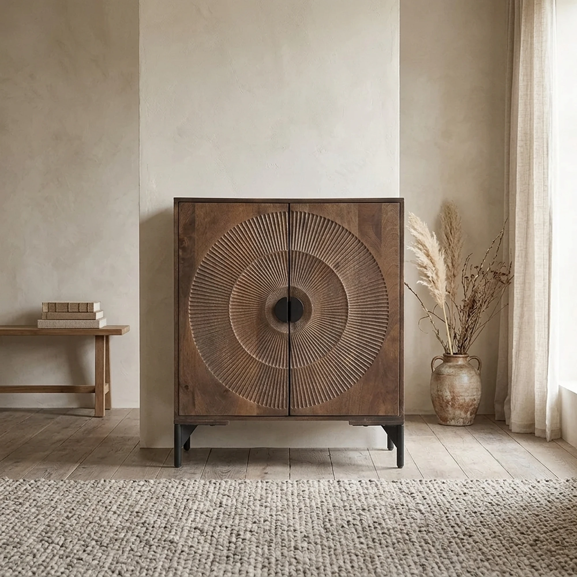 Schrank Nippon 2-türig, niedrig (Mango, Brown Walnut) - MySons