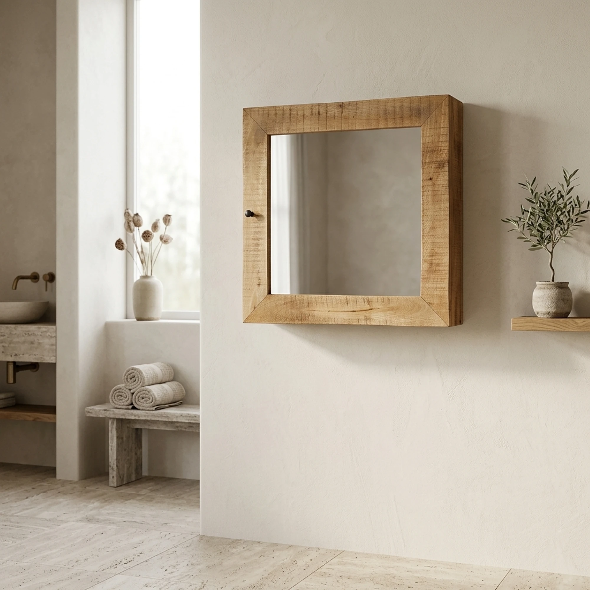 Bathroom Cabinet Benoa with Door and Mirror 80 - Benoa