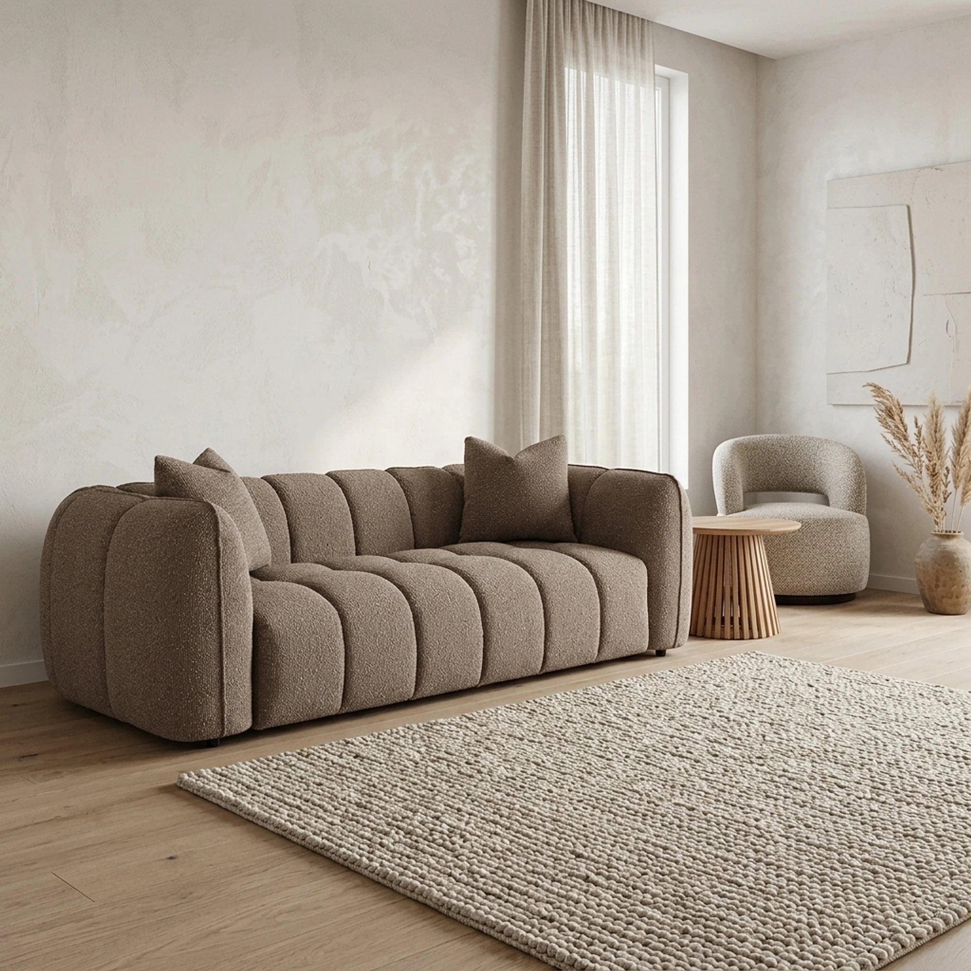 Bank Hogan mocca chunky 3-seater brandvertragend - Richmond Interiors