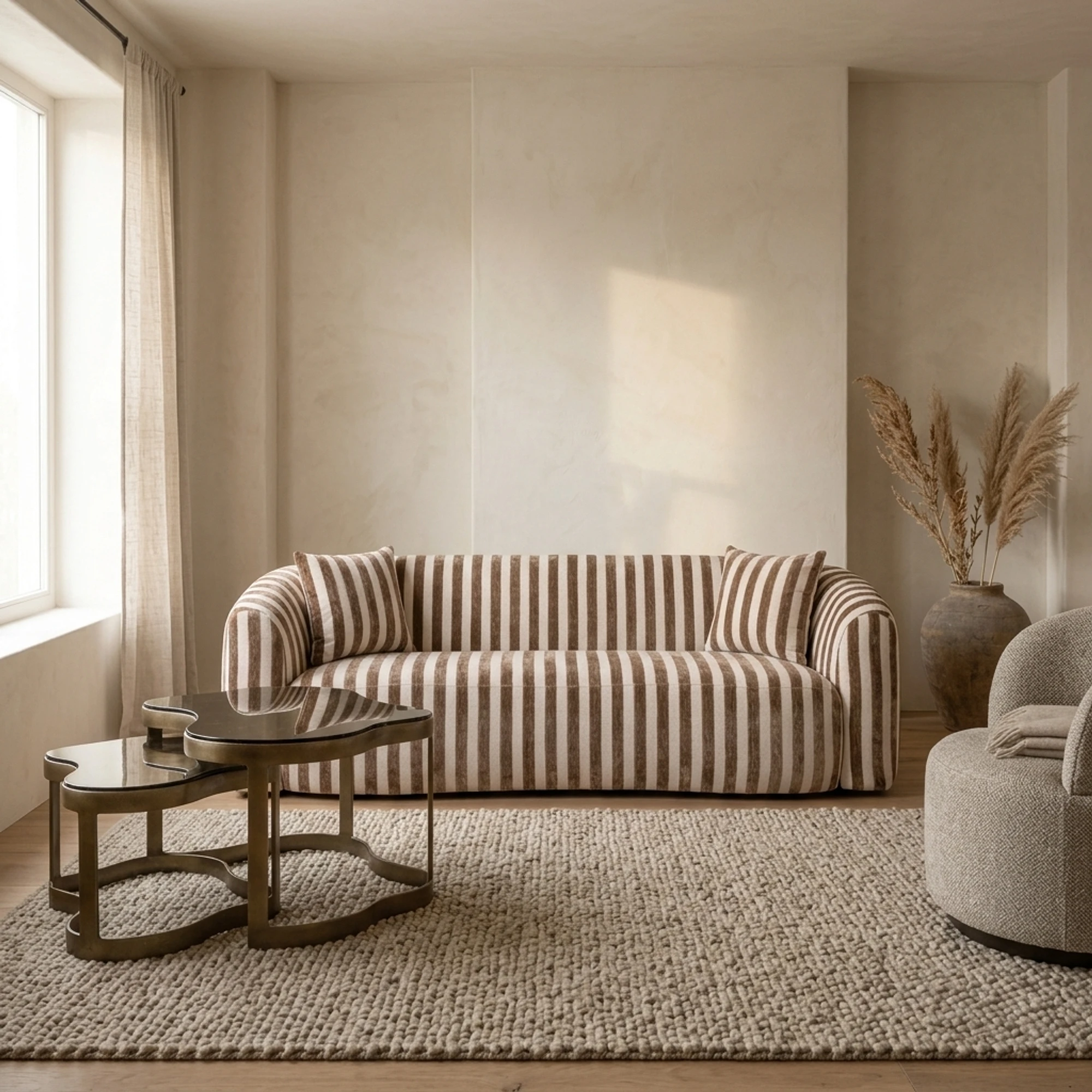 Bank Luxandra stripes sand - Richmond Interiors