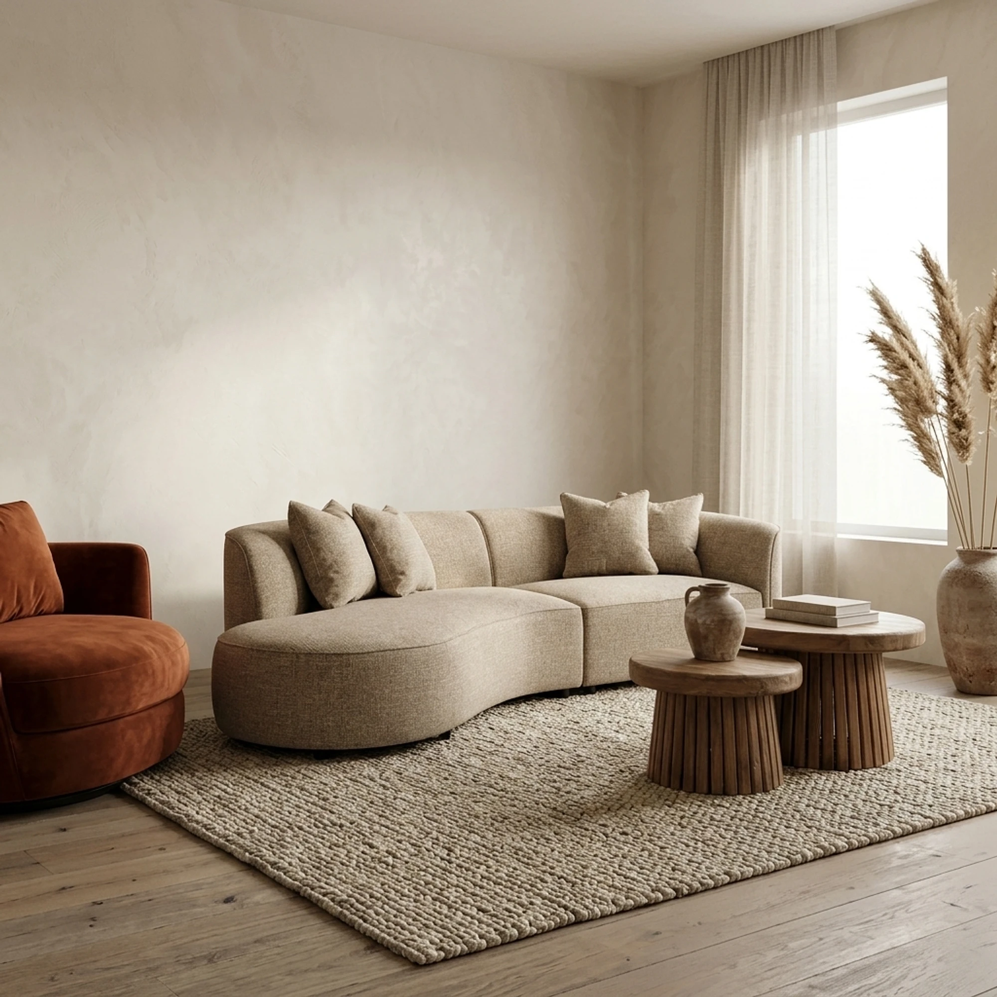 Bank Romero sand tweed ottoman links brandvertragend - Richmond Interiors