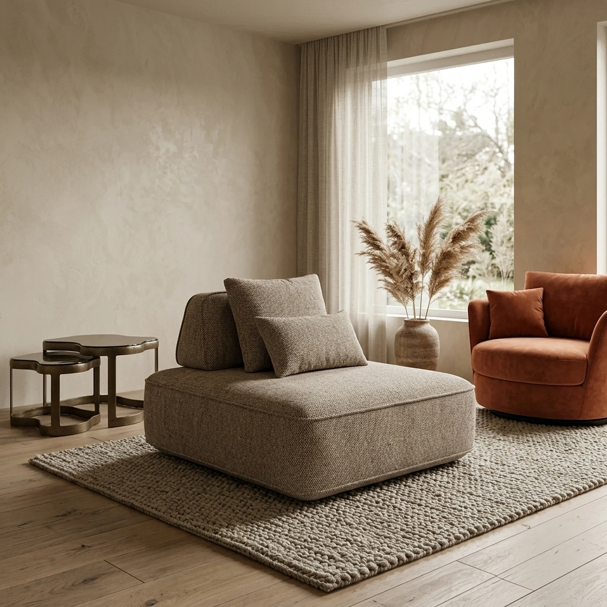 Bank Tudor mocca boldweave 1-seater movable backrest - Richmond Interiors