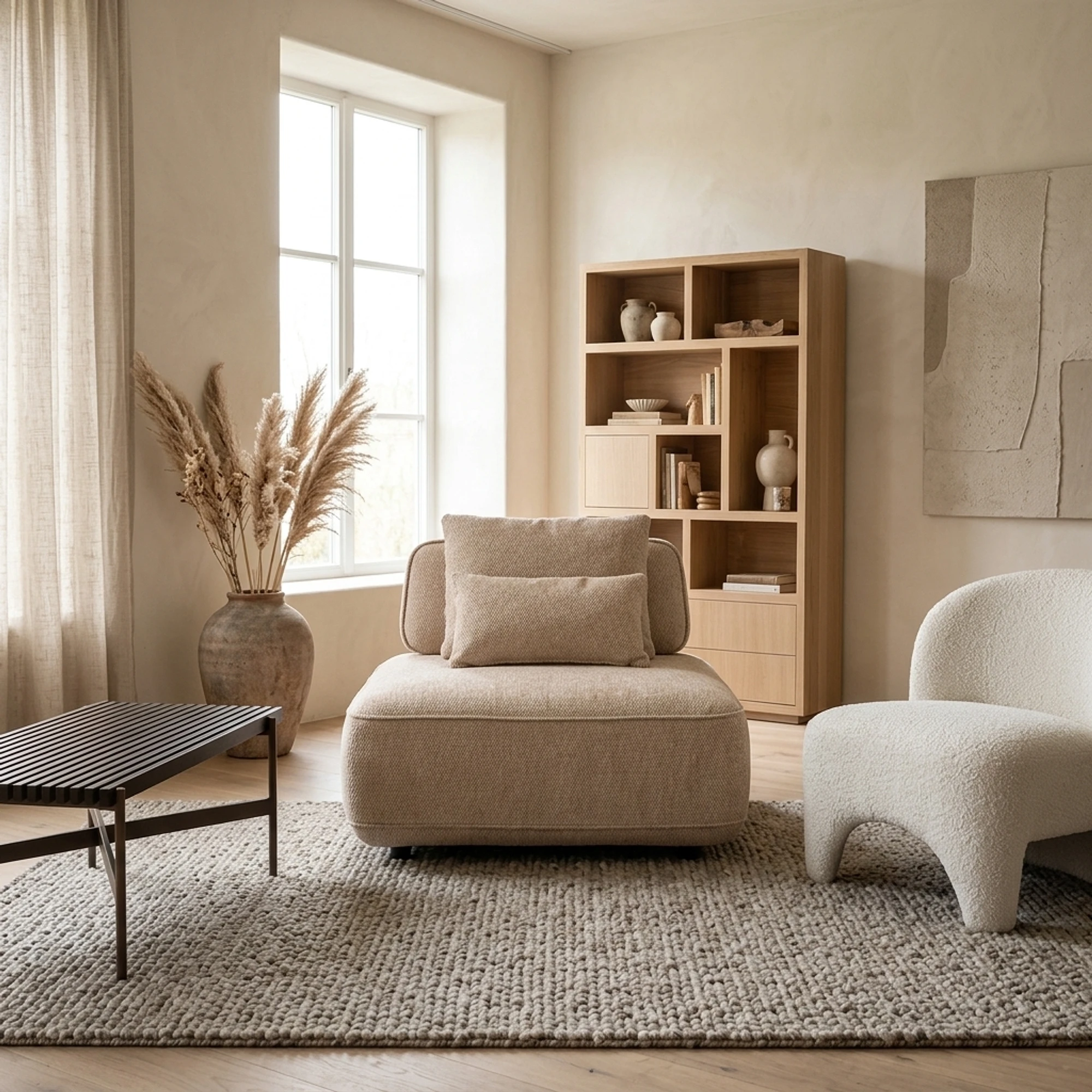 Sofa Tudor natural boldweave 1-seater movable backrest - Richmond Interiors