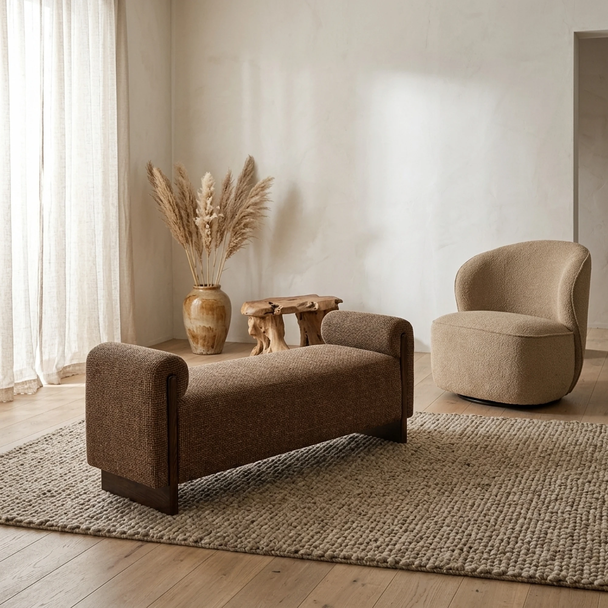 Bank Winslov brown blockweave feuerhemmend - Richmond Interiors