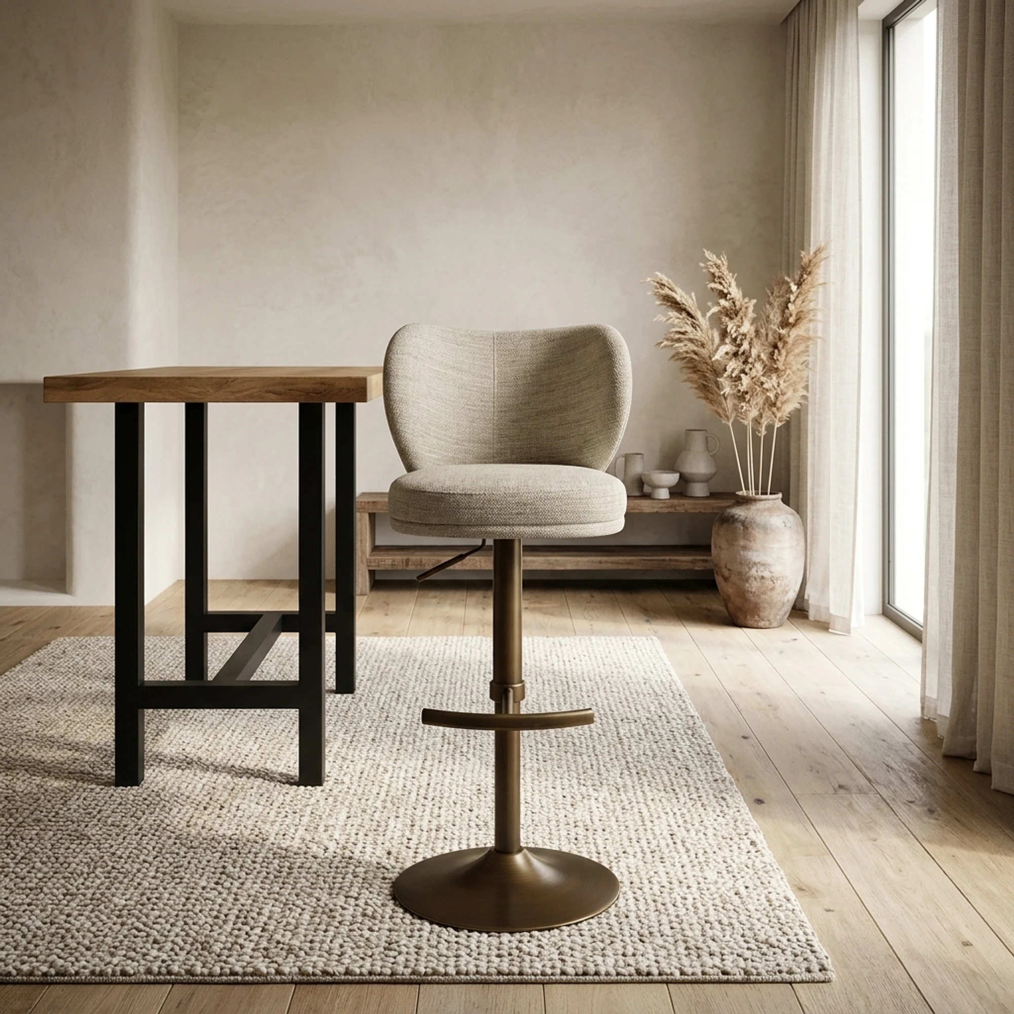 Barstoel Amely natural softweave draaibaar - Richmond Interiors