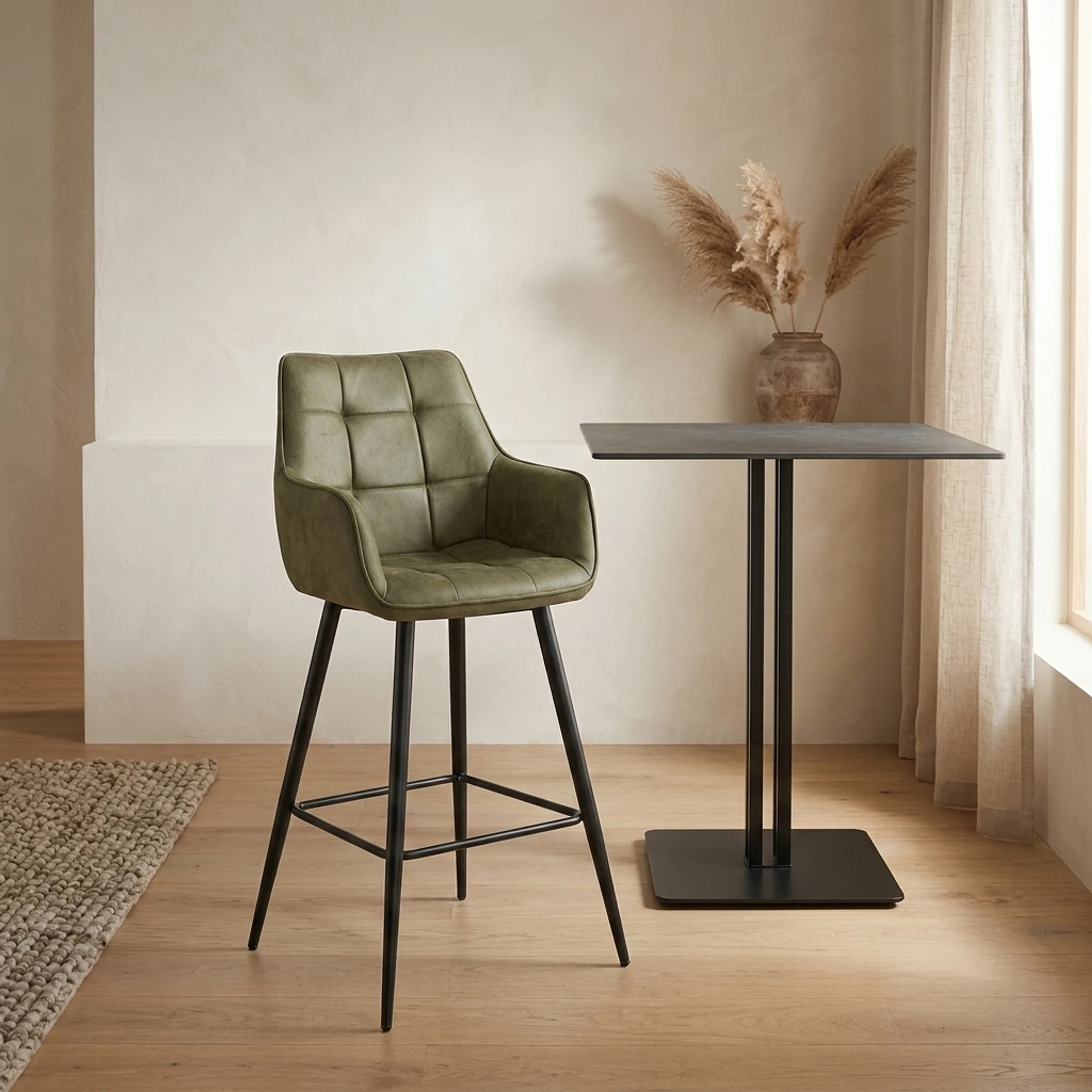 Barhocker Lucille Arm CEP 04 Army Grün - Benoa
