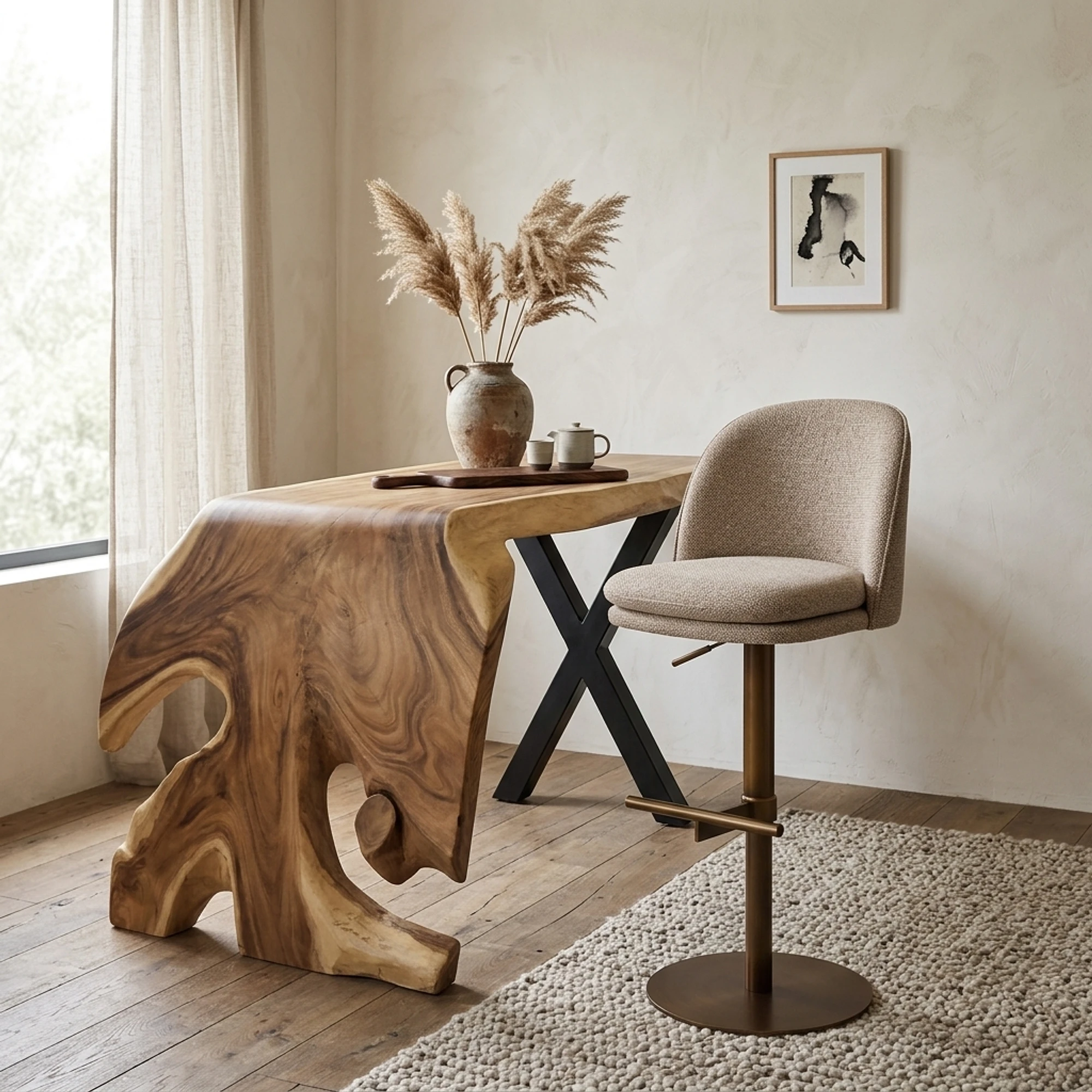 Barstoel Vesper mocca fancy draaibaar - Richmond Interiors