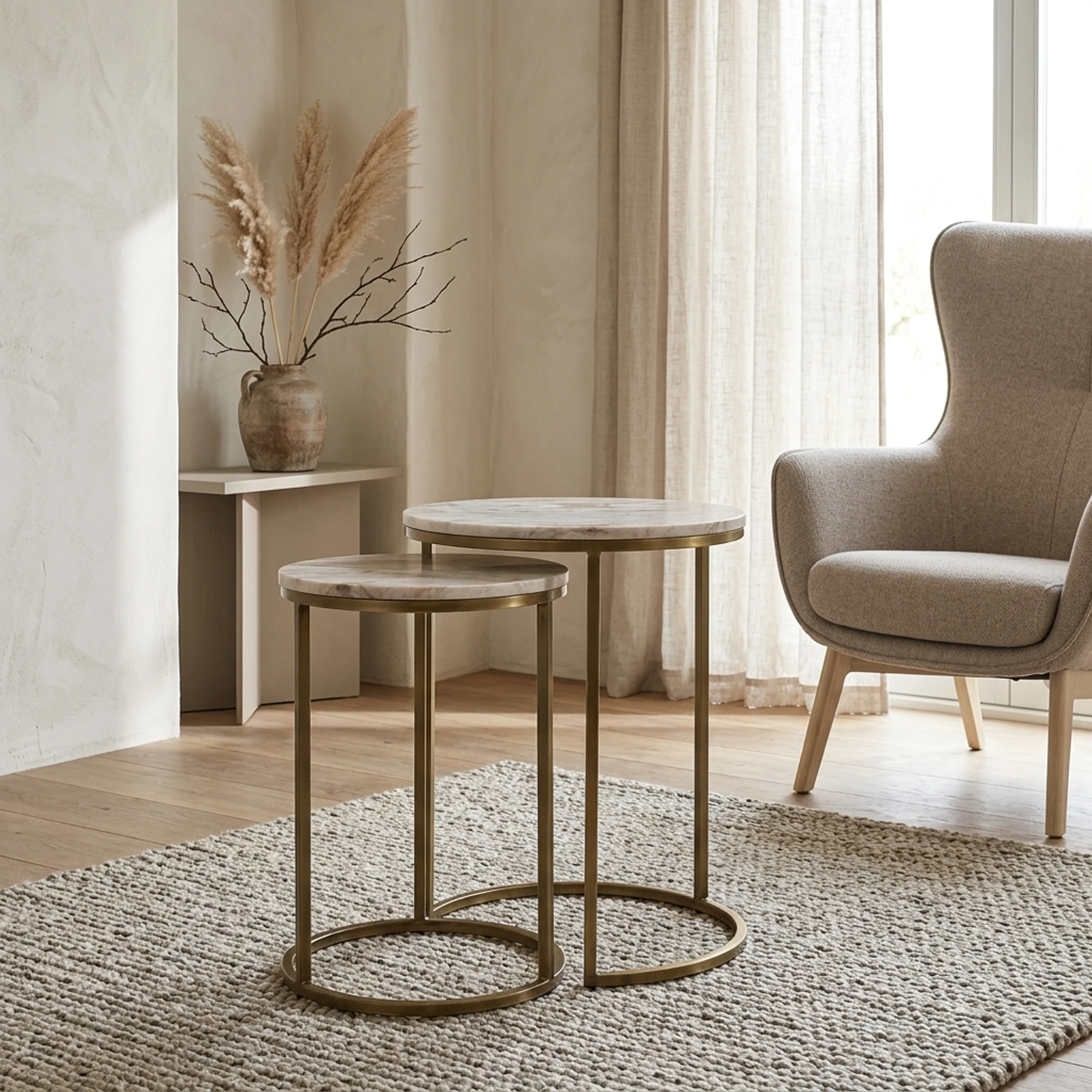 Side table Bottega Blush beige (set of 2) - Richmond Interiors