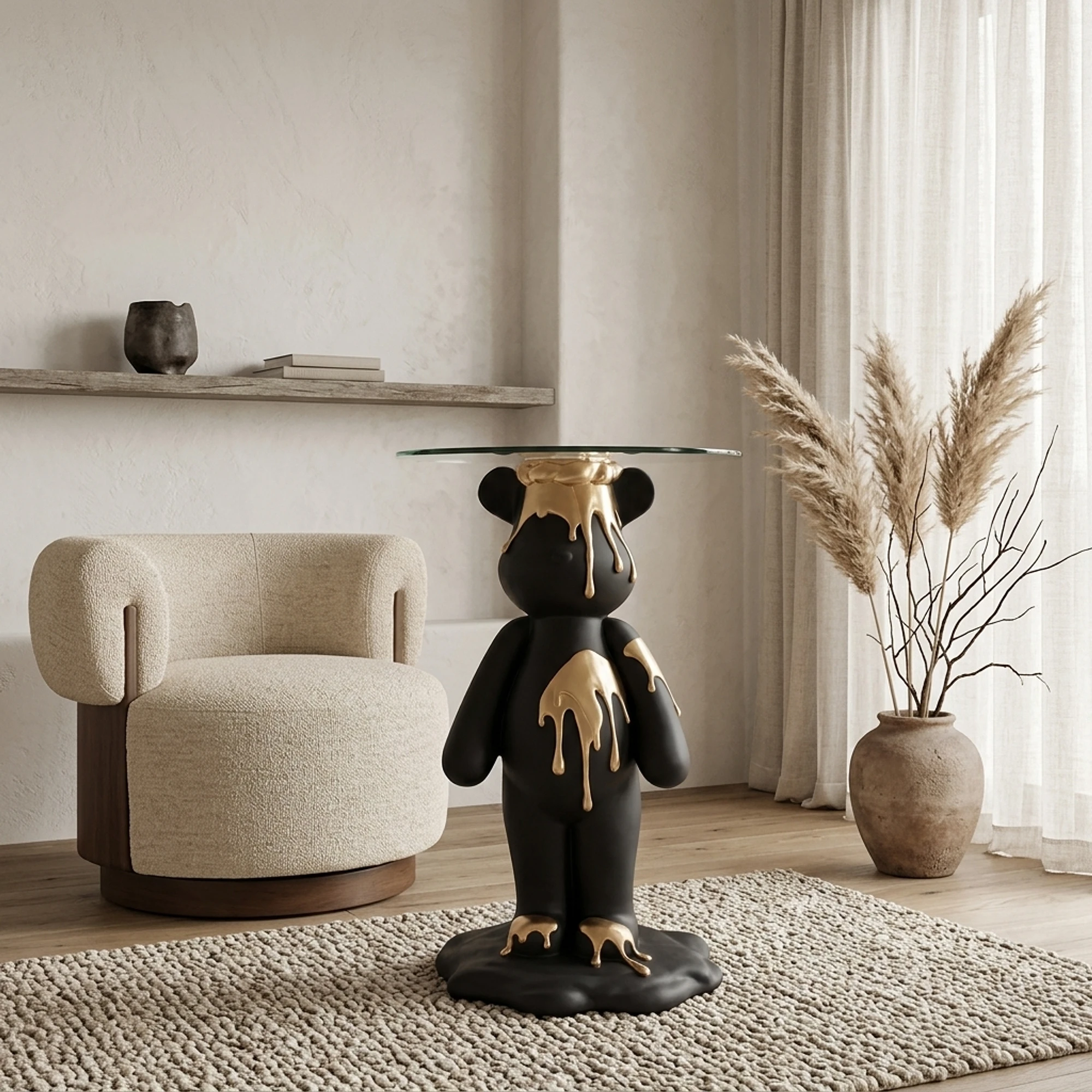Beistelltisch Ice bear black/gold - Richmond Interiors