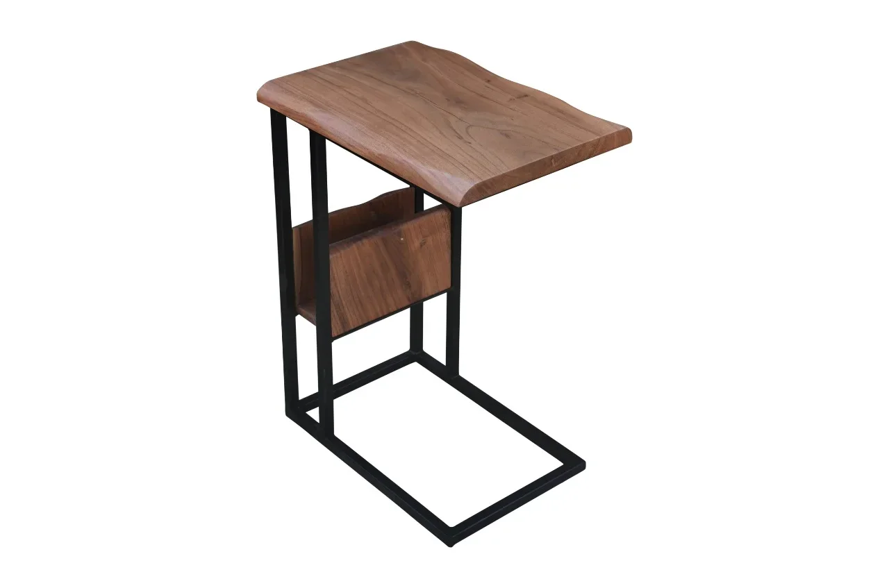 Live Edge Beistelltisch Akazienholz mit Zeitschriftenfach | 50 cm - Mokana Furniture