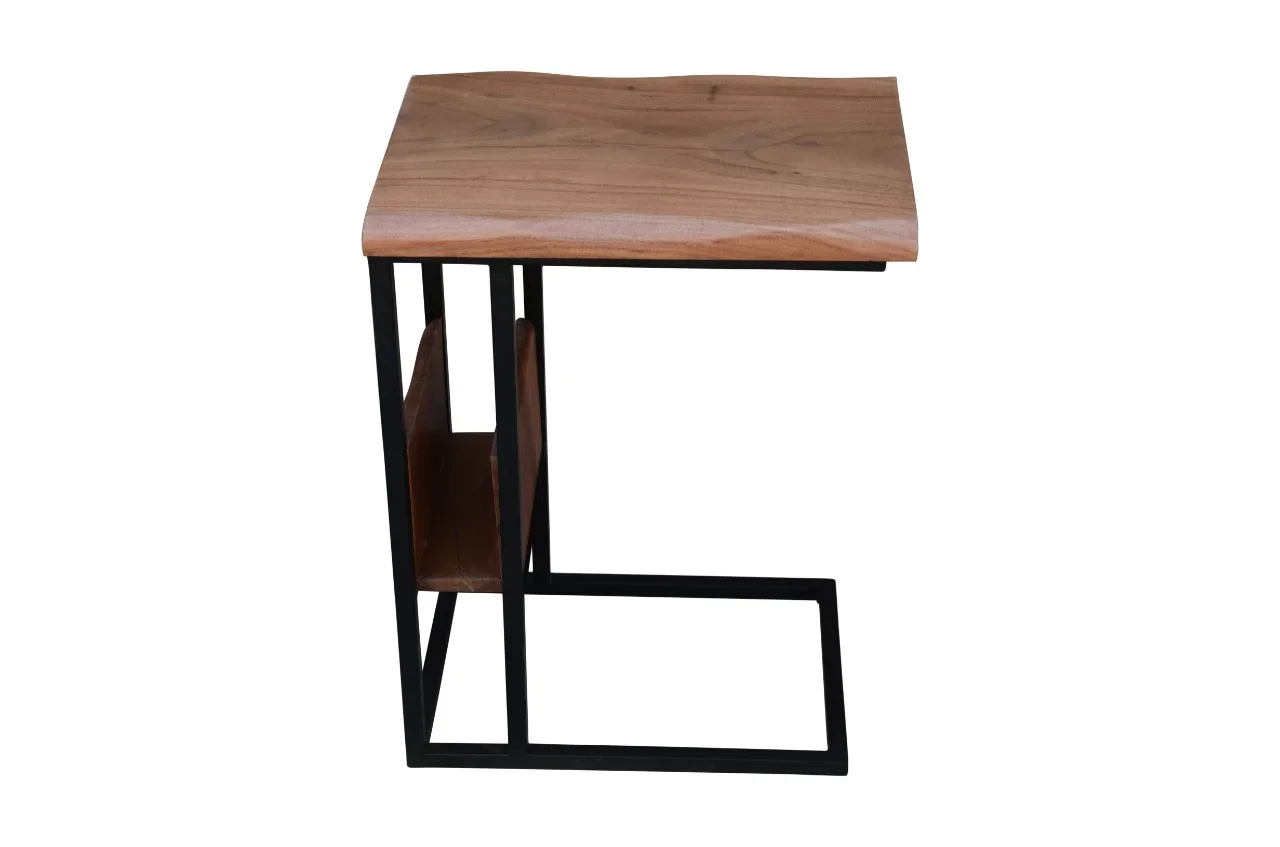 Live Edge Beistelltisch Akazienholz mit Zeitschriftenfach | 50 cm - Mokana Furniture