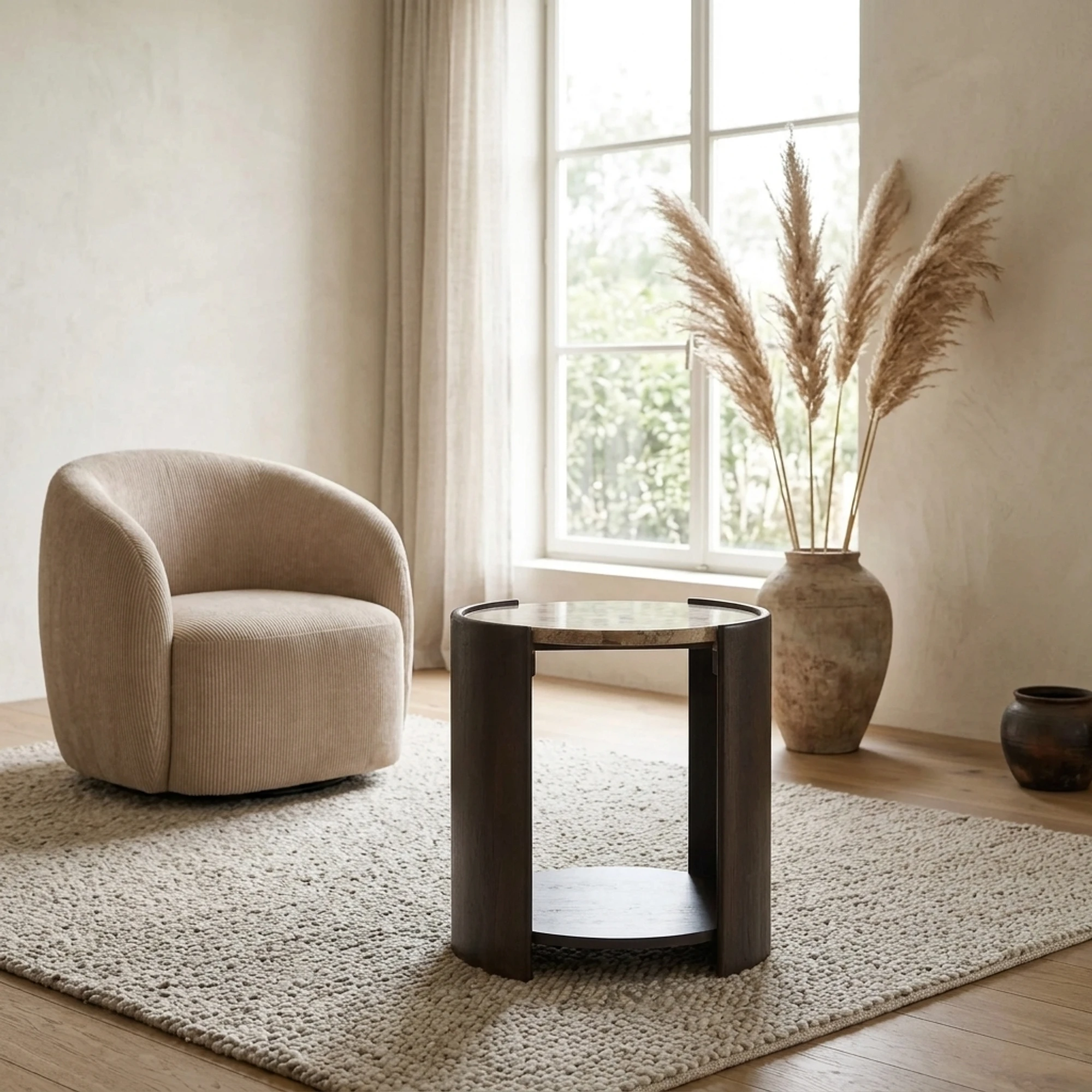 Bijzettafel Rune Botticino marmer 45 cm - Starfurn