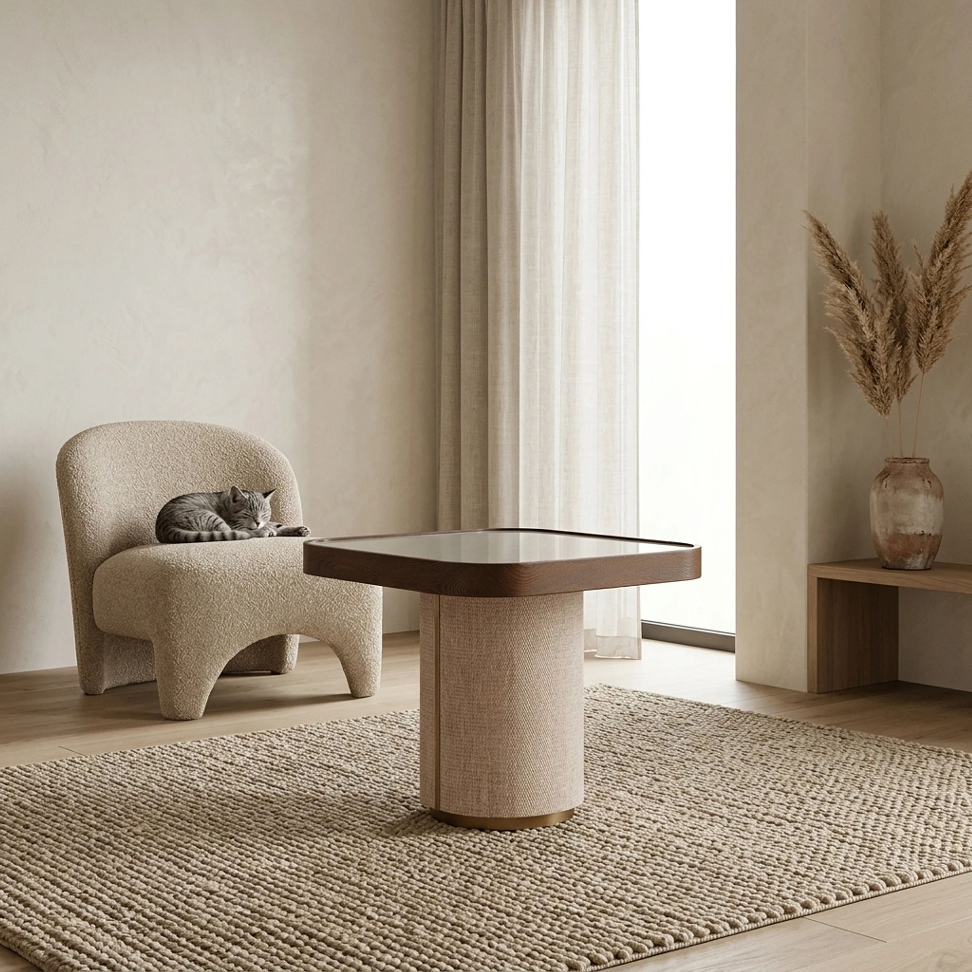 Willox Side Table beige including glass - Richmond Interiors