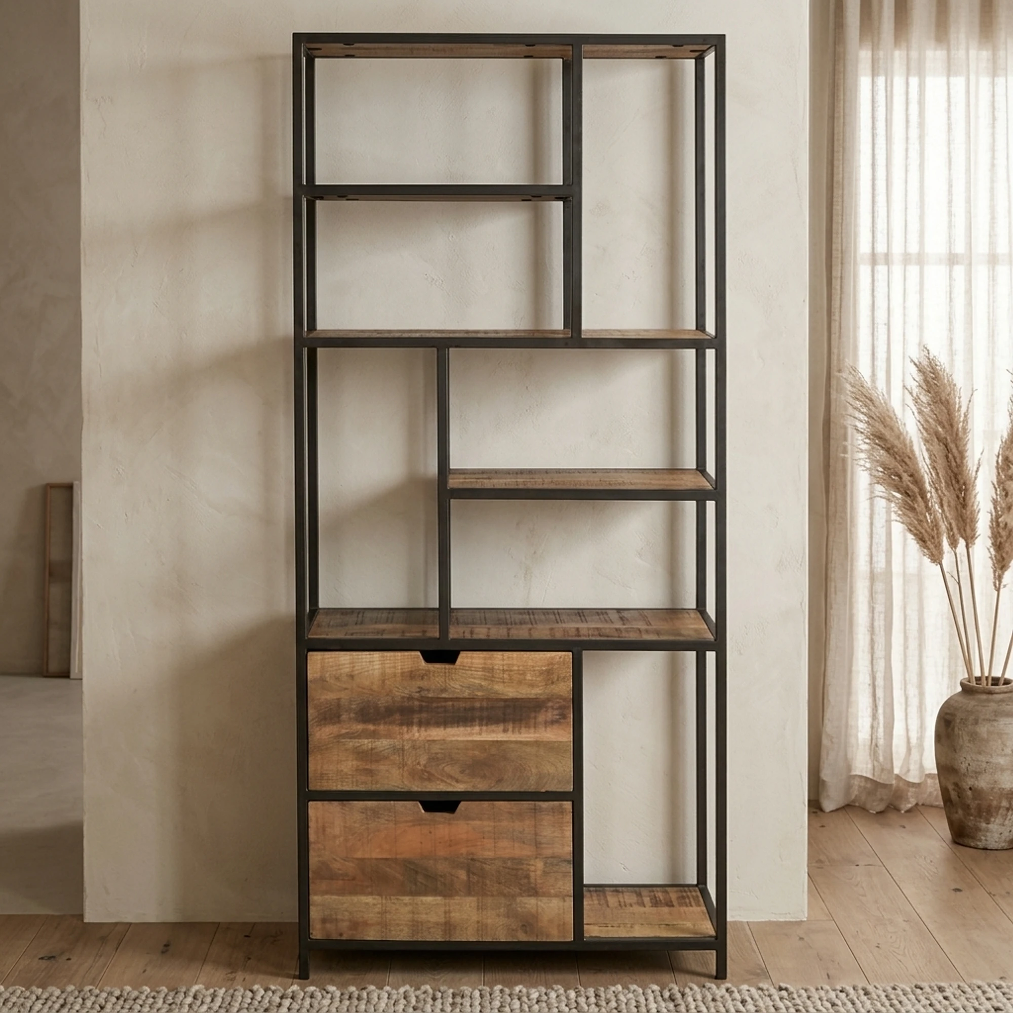 Bücherregal Metall mit 2 Schubladen - Benoa